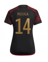 Německo Jamal Musiala #14 Venkovní Dres pro Dámské MS 2022 Krátký Rukáv